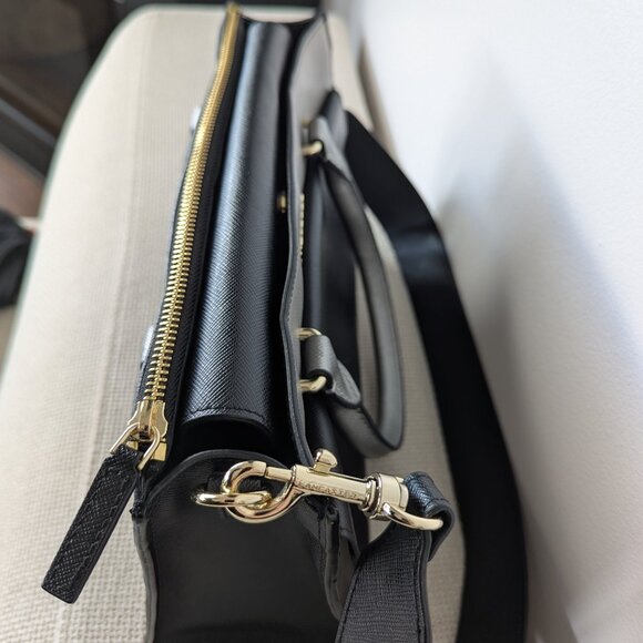 LANCASTER Paris Black & Grey Adeline Genuine Leather Bag with Shoulder Strap - Picture 6 of 16